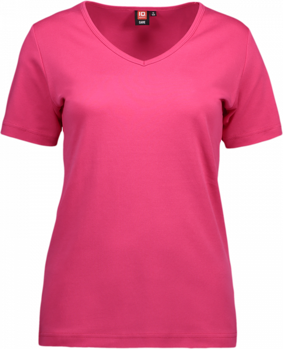 ID - Ladies' Interlock T-Shirt V-Neck - Pink