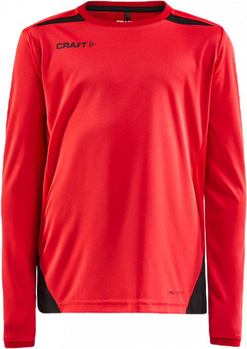 Craft - Pro Control Impact Langærmet T-Shirt Junior - Bright Red & sort